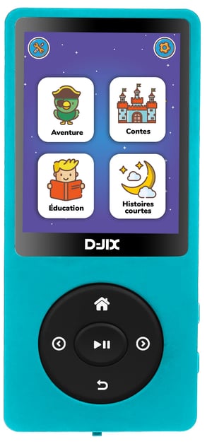 D-JIX M-StoryKids dječji uređaj za reprodukciju priča za djecu od 3 do 8 godina, 150+ ugrađenih priča i crtića, Bluetooth, 4 GB, 25 sati baterije, USB-C