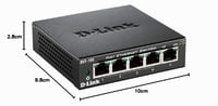 5-portový Fast Ethernet switch D-Link DES-105 10/100 Mbps, kovové puzdro, stolný sieťový rozbočovač pre domácnosti a malé firmy 8