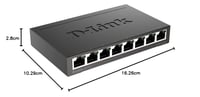 8-portový gigabitový prepínač D-Link DGS-108 Layer 2 – prenos dát 2000 Mbit/s, bez ventilátora, kovové vyhotovenie, čierny 8