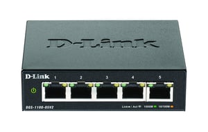 D-Link DGS-1100-05V2 5-portni Gigabit Smart preklopnik (10/100/1000 Mbit/s, bez ventilatora, metalno kućište), crni