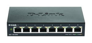 D-Link DGS-1100-08V2 8-portni Layer 2 Smart Managed Gigabit switch, 8x 10/100/1000 Mbit/s, bez ventilatora, metalno kućište, crni