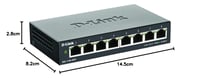 D-Link DGS-1100-08V2 8-portový Layer 2 Smart Managed gigabitový switch, 8x 10/100/1000 Mbit/s, bez ventilátora, kovové šasi, čierny 4
