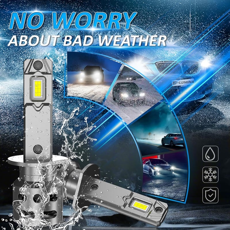 D-Lumina H1 LED Izzó 100W 16000LM Halogén Helyettesítő Autó Fényszóró 12V-18V 2db