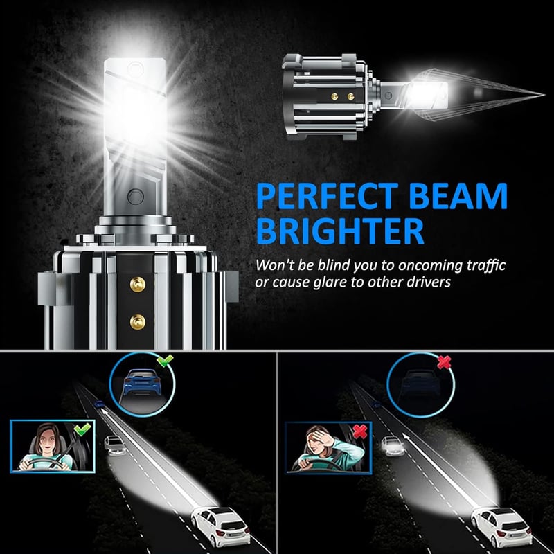D-Lumina H7 LED fényszóró izzó Volkswagen, Mercedes modellekhez, autóspecifikus adapterekkel, 100W 10000LM 6000K fehér, 2db