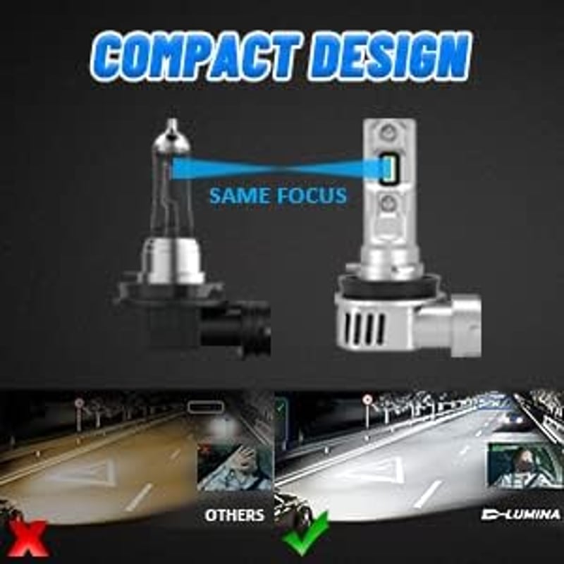 D-Lumina H8/H11 LED Fényszóró Izzó 16000LM 100W - Canbus Hibamentes Autólámpa 6500K Fehér Fény - 2 db Szett