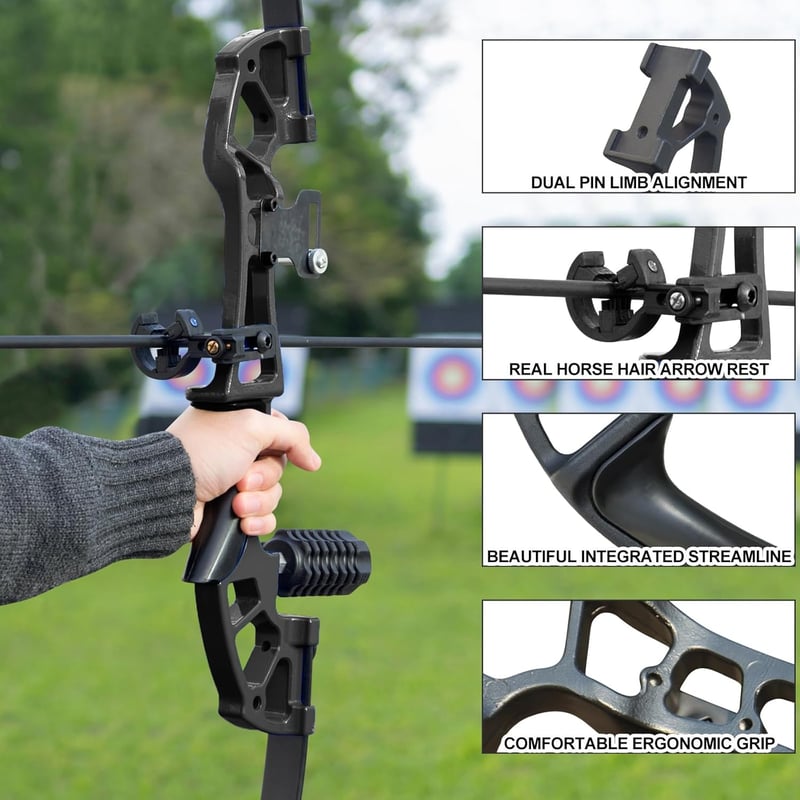 D&Q Íjászat Szett Felnőtteknek Recurve Íj Jobbkezes 30 lbs Kék 6 Karbon Nyíllal Teljes Felszerelés Vadászat Sportlövészet
