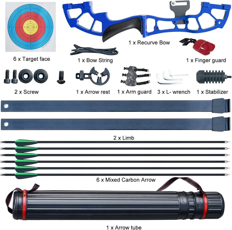 D&Q Recurve Íj Jobbkezes 50 Inch 40 Font Felnőtt Nyílvesszővel