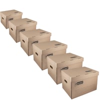 D.RECT Archive Box 2100 Zip archivačný box, 6 ks – kartónový archivačný box s vekom, 431x333x294 mm, hnedý, kancelársky úložný box 2