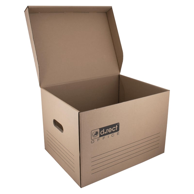 D.RECT Archive Box 2100 Zip archivačný box, 6 ks – kartónový archivačný box s vekom, 431x333x294 mm, hnedý, kancelársky úložný box
