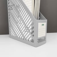 Suport pentru reviste și documente D.RECT, design clasic, până la format A4-C4, lățime 90 mm, gri 5