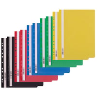 D.RECT Dosar cu șină A4, 10 bucăți (5 culori, 2 din fiecare) – Dosar din plastic PP cu șină metalică și perforație standard, copertă frontală transparentă 1