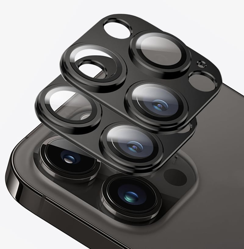 Protecție lentilă cameră D.SKING pentru iPhone 14 Pro / 14 Pro Max din sticlă securizată, 2 buc. - negru
