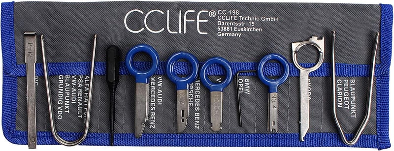 CCLIFE 20 részes univerzális autórádió kiszerelő készlet - Navigáció és fejegység eltávolító szerszámkészlet BMW, VW, Audi, Mercedes