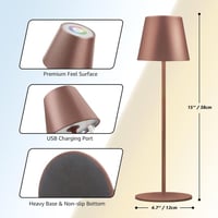 GGNOO RGB LED Asztali Lámpa - Vezeték Nélküli, Dimmelhető, Barna 5