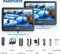 Naviskauto 10,5" Autós DVD lejátszó 2 képernyővel, 5 órás akkuval, USB, AV 7
