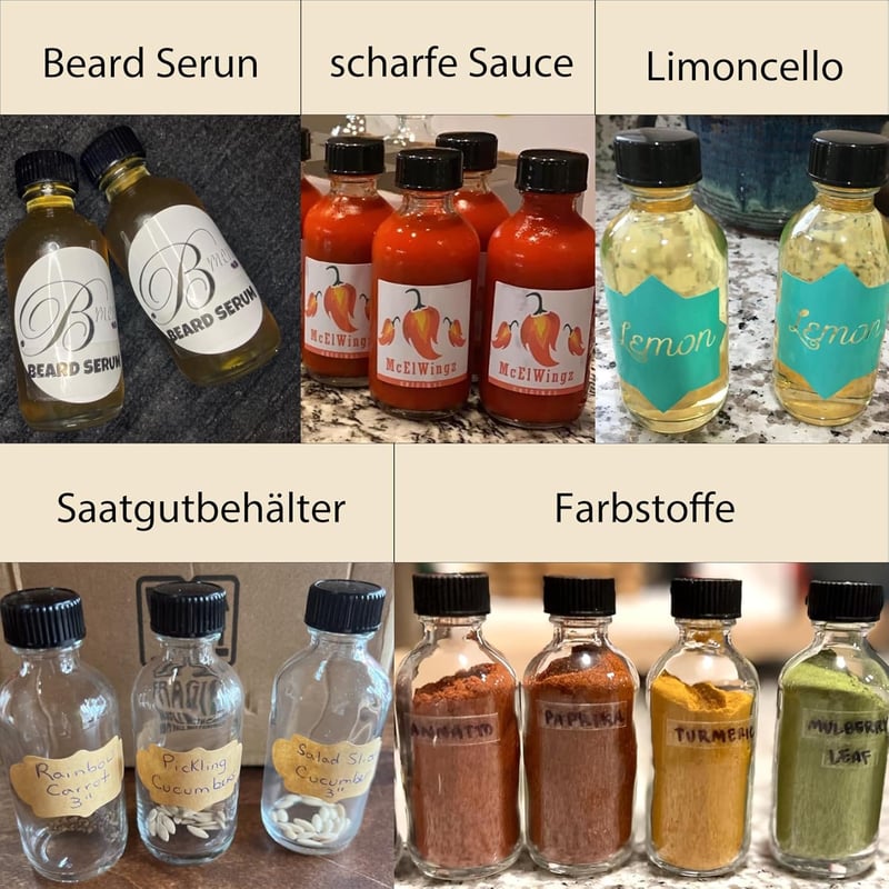DIDITIME 60 ml Mini Üvegpalack Szett 6 db - Légmentes Fehér Üvegek Olajhoz, Italokhoz, Gyömbér Shotokhoz Tölcsérrel - Szivárgásmentes Utazó 
