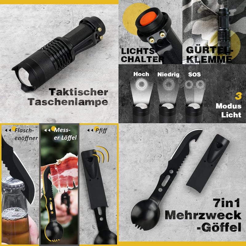 Túlélő Készlet Férfiaknak - Karácsonyi Ajándék Ötlet Kempingezéshez és Kalandokhoz