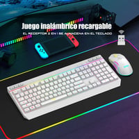 RedThunder K20 Vezeték Nélküli Billentyűzet és Egér Szett - Tölthető, RGB Háttérvilágítás, Multimédia Funkciógombok, 4800 DPI Egér, PC/Mac K 5
