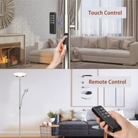 Amdelne LED Állólámpa Távirányítóval - 2in1 Dimmelhető 30W Mennyezeti Lámpa Flexibilis 5W Olvasólámpával, 4 Színhőmérséklet, Ezüst, Nappali, 3