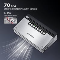 Bonsenkitchen Rozsdamentes Acél Vákuumfóliázó Gép - 12L/perc Szívókapacitás, 6 Élelmiszer Üzemmód, Beépített Vágó, Fóliatekercs Tartó, Kezdő 2