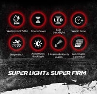 North Edge Férfi Szénszálas Digitális Sportóra 50m Vízálló Stopperrel - Fekete 5