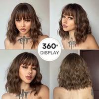HAIRCUBE Rövid Bob Paróka Frufruval - Természetes Hatású Barna Műhaj, Hőálló Szintetikus Szálak, Napi Viseletre 2