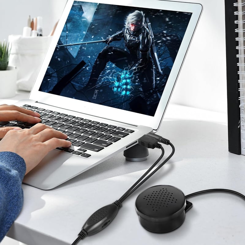MEIRIYFA USB Hangszóró Számítógéphez - 5W Sztereó Asztali PC Hangfal 3.5mm AUX Bemenettel és Hangerőszabályzóval Laptophoz, Tablethez