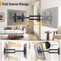Perlegear TV Fali Tartó 32-75" LCD/LED/OLED Készülékekhez - 822 mm Hosszú Kar, 180° Forgatható, Sarokba Szerelhető, VESA 600x400mm, 45kg Teh 4