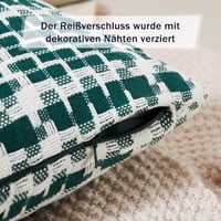 Boho türkiz kockás párnahuzat szett 50x50 cm, rejtett cipzárral, 2 db 3