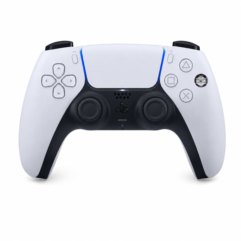 Bezdrôtový ovládač Sony DualSense pre PS5, biely — poškodený, na súčiastky: tlačidlo R2 je zlomené (stav: pozri 2. obrázok)
