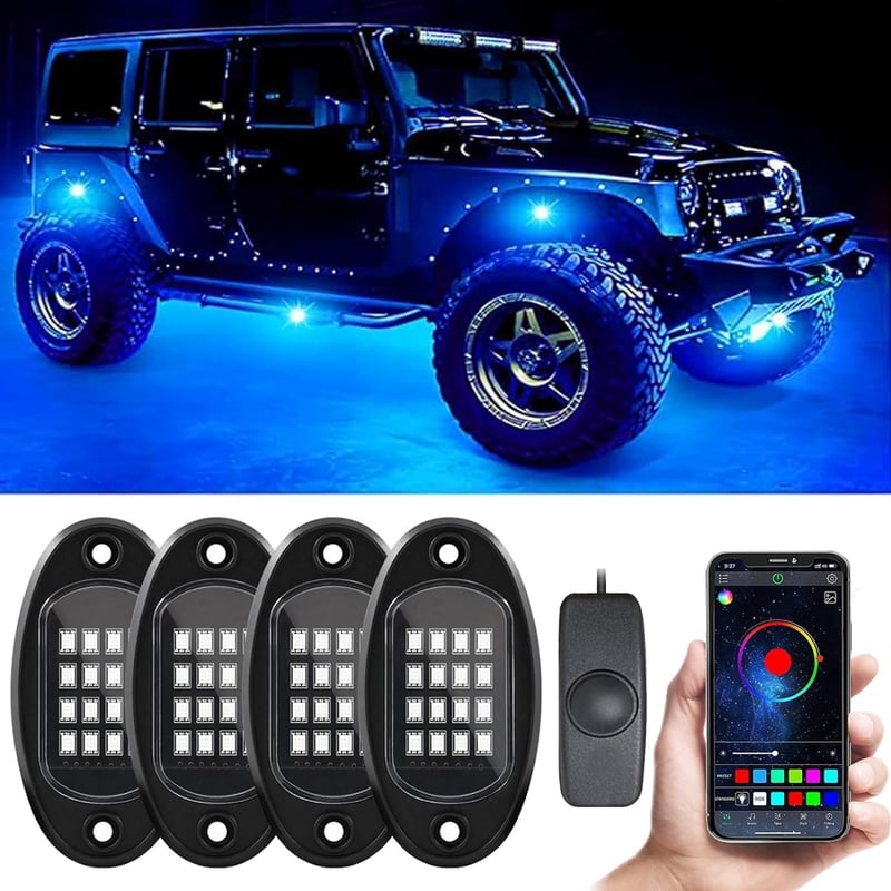 Kairiyard 64 LED-es RGB rock fény szett - Vízálló, app-vezérelt, terepjárókhoz