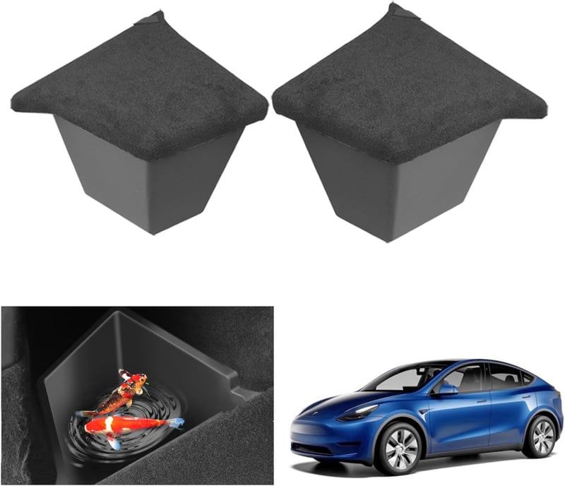 GAFAT Tesla Model Y Csomagtartó Rendező Doboz - Vízálló TPE Tárolórekesz Szett Plüss Fedéllel, 2021-2024 Modellekhez (2 db)