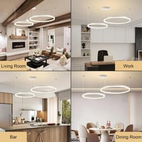YYUTLUO Modern LED Csillár - 2 Fehér-Arany Gyűrű (40+60cm, 40W) - Távirányítós Fényerőszabályzós Függőlámpa Nappaliba - Minimalista Mennyeze 4
