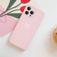 iPhone 13 Pro Max rózsaszín szilikon tok fehér szívecskékkel, ütésálló 7