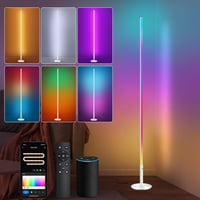 Fortand WiFi RGBCW LED Állólámpa - 16 Millió Szín, Távirányítóval, Alexa/Google Home Kompatibilis, Tompítható Saroklámpa Zene Módokkal, Ezüs 2