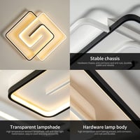 minifair Modern LED Mennyezeti Lámpa 36W 50cm - Távirányítós Négyzet Alakú Fekete-Fehér Fényerőszabályozható Lámpatest Nappaliba Hálószobába 7