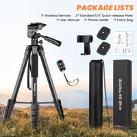 Nineigh 190 cm Alumínium Kamera Állvány - Okostelefonhoz, DSLR-hez, 360° Panoráma Fejjel, Távirányítóval, Vízszintes Fotózáshoz, Utazáshoz,  8