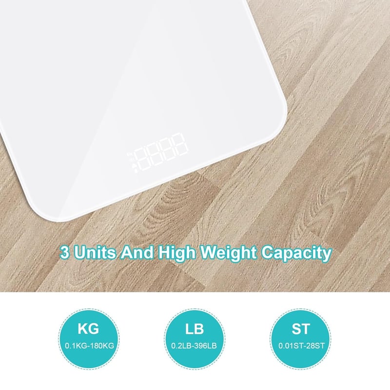 EUROPAPA Digitális Személymérleg 180kg LED Kijelzővel, BMI Méréssel - Fehér