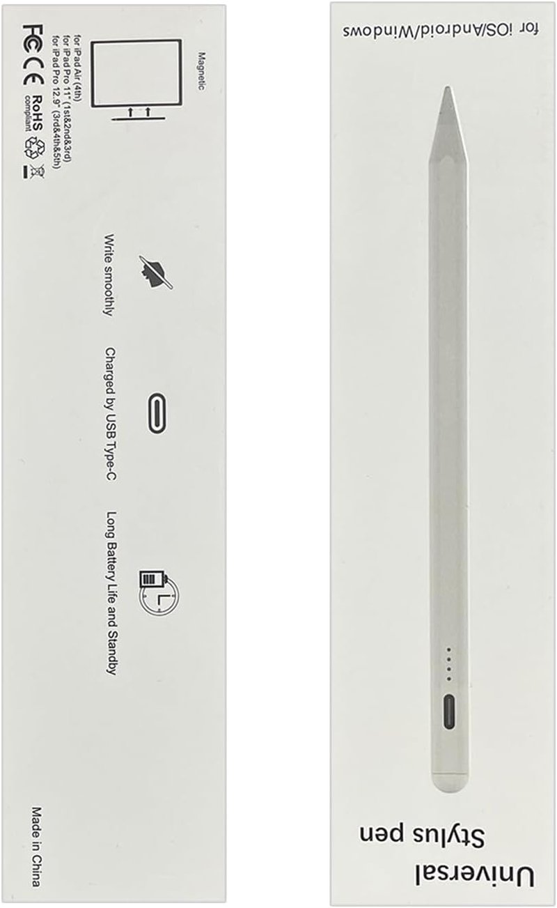Kenkor aktív érintőceruza iPad, iPhone és Android készülékekhez - mágneses, USB-C, fehér