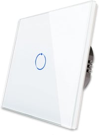 Întrerupător tactil de perete CNBINGO - Comutator electric cu panou din sticlă albă, indicator LED de stare - Capacitate de încărcare 800W - Montare încastrată, 2 căi 1