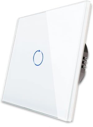 Întrerupător tactil de perete CNBINGO - Comutator electric cu panou din sticlă albă, indicator LED de stare - Capacitate de încărcare 800W - Montare încastrată, 2 căi