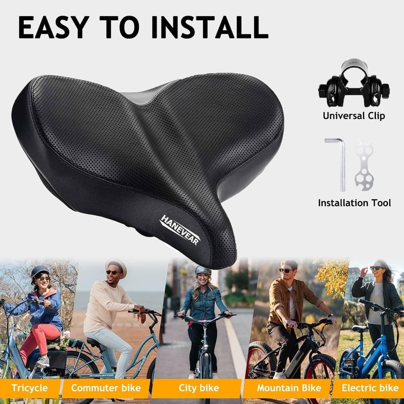 Ergonomikus XXL kerékpárülés - Kényelmes, széles nyereg férfiaknak és nőknek, e-bike és szobakerékpár kompatibilis