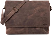 LEABAGS Vintage Bőr Férfi Válltáska 15"-os Laptophoz - Szürkésbarna 1