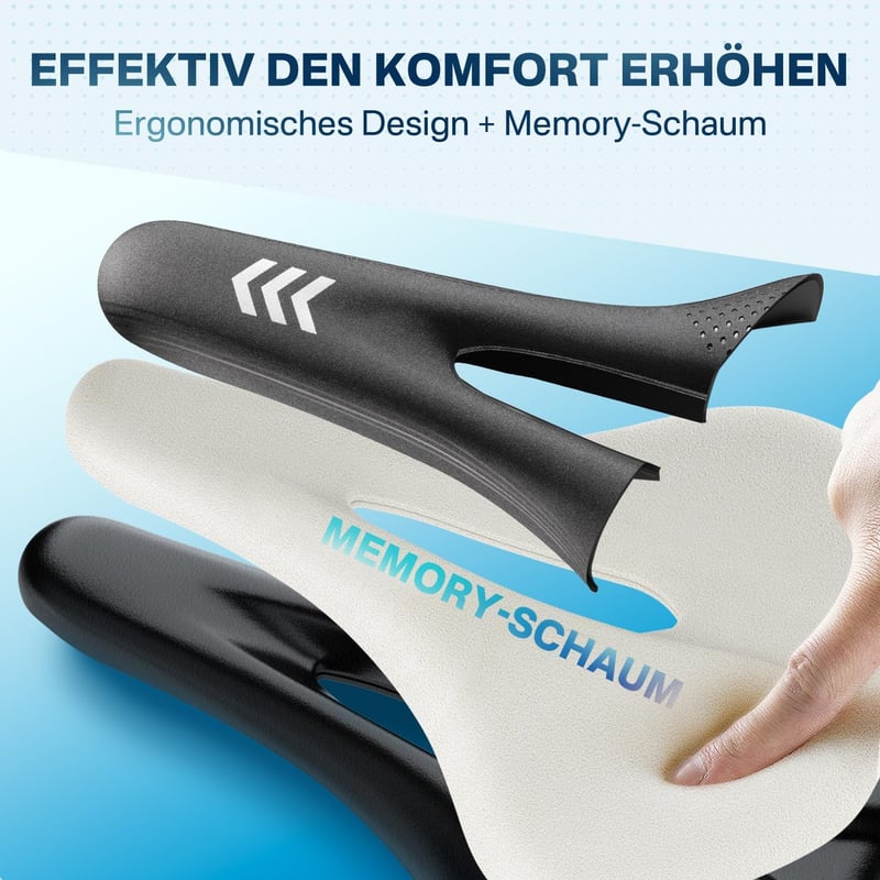 YOUNGDO Ergonomikus Kerékpár Nyereg, Memóriahabos Kényelmes Üléspárna, Vízálló, Légáteresztő, Ütéselnyelő, Férfi és Női Városi Biciklihez, F