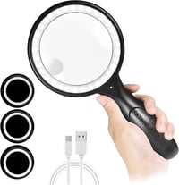 Ntrjtrss 33 LED-es Nagyító 30x/60x Nagyítással - USB Tölthető Kézi Olvasó Nagyító 3 Fényerősséggel - Időseknek, Gyerekeknek, Ékszerészeknek  1