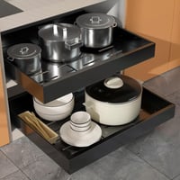 WIMEORS 2 db Kihúzható Szekrényrendező, Bővíthető (32-51,8 cm), Teleszkópos Fiók Sínrendszerrel, Sokoldalú Konyhai Edény és Serpenyő Tároló 1