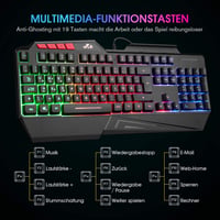 Rii RK202 Gaming Billentyűzet, RGB Háttérvilágítású USB Gamer Klaviatúra 19 Anti-Ghosting Funkcióval, PC/Laptop/PS4/Xbox One Kompatibilis - B086DC4MRL 5