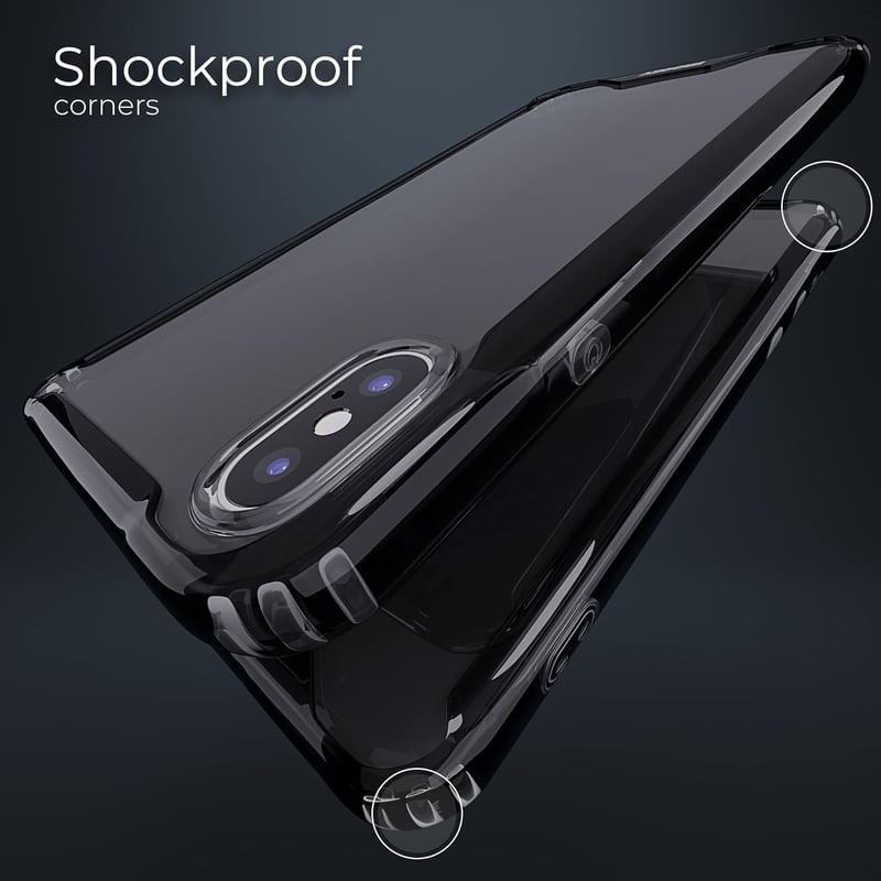 iPhone X/XS Ütésálló Védőtok - Átlátszó, Fekete Kerettel