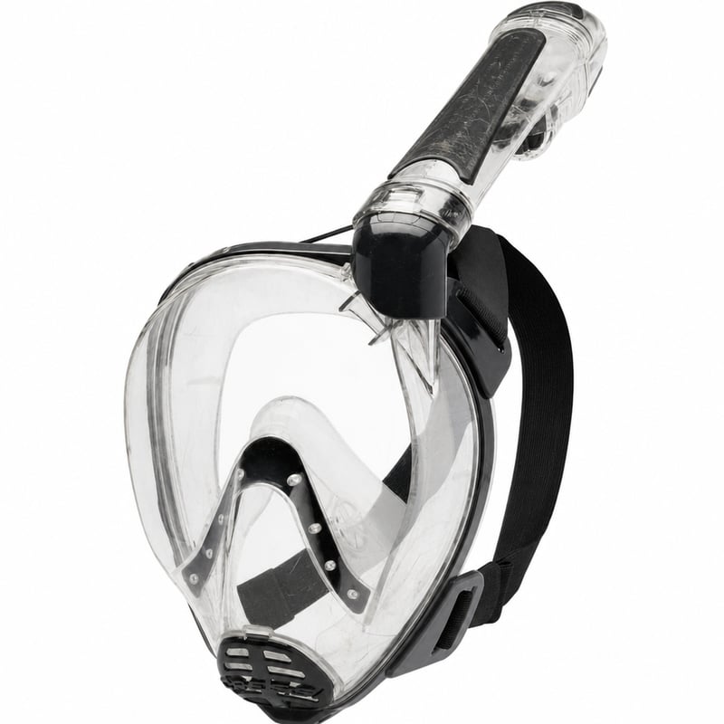 Cressi Duke Dry teljes arcú snorkel maszk átlátszó/fekete M/L méret — használat nyomai a maszkon és snorkelen (állapot: lásd a 2. képet)