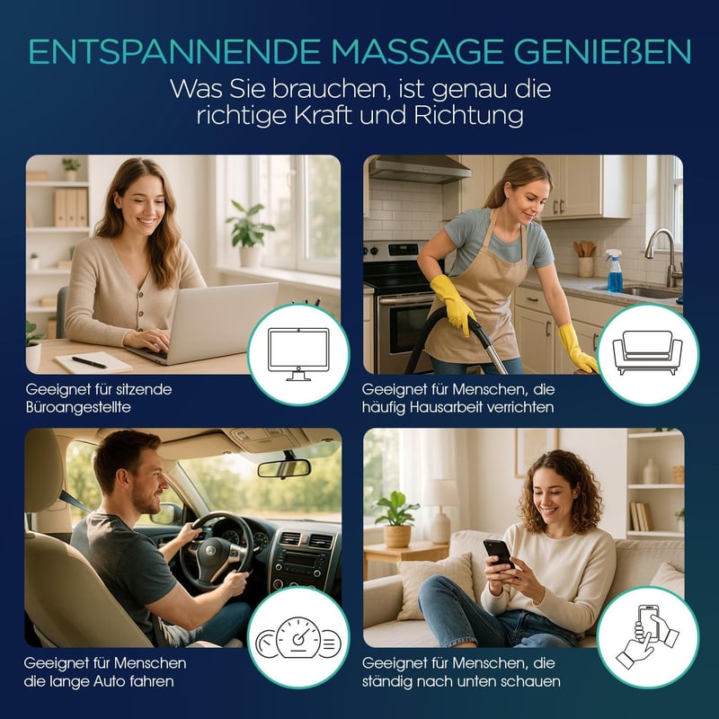 VOYOR-HEALTH Shiatsu Nyakmasszírozó Párna Melegítő Funkcióval, 6 Forgó Masszázsfejjel, Hát, Derék, Láb és Test Fájdalomcsillapításra, Otthon